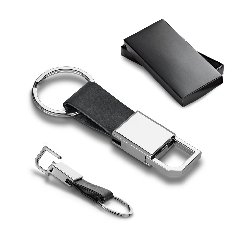 BOURCHIER. Keyring in metal and imitation leather - 93363_set.jpg